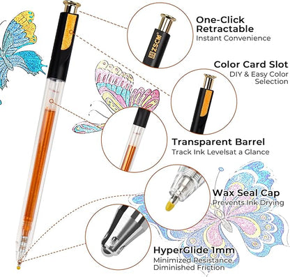 ZSCM Retractable Super Glitter Gel Pens, 24 Colors Large Capacity Metallic - Image 2
