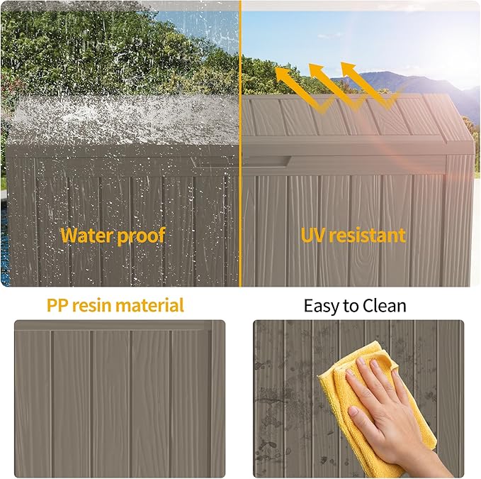 Decksplore Outdoor Storage Box Waterproof, Lockable Resin 80 Gallon Deck Box - Image 3