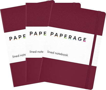 PAPERAGE Lined Journal Notebook, 3 Pack, 160 Pages, Medium 5.6 in x 8 in by PAPERAGE
