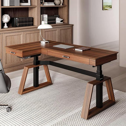 EUREKA ERGONOMIC L Shaped Desk 63", Solid Walnut Wood Top, Executive Standing - Image 7
