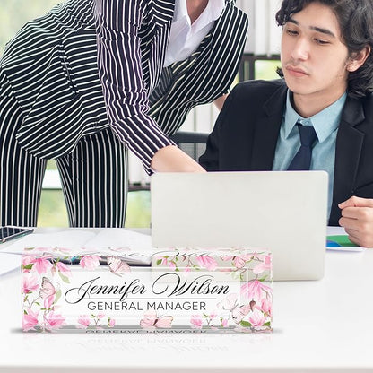 AZUFEMOS Personalized Acrylic Desk Name Plate - Image 2