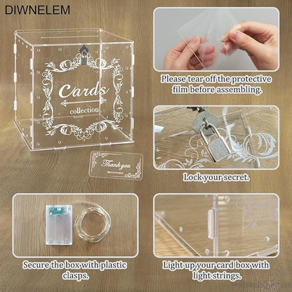 DIWNELEM Acrylic Wedding Card Box - Image 3
