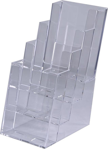 Clear-Ad - LHF-S104 - Acrylic Slant Back 4 Tier Trifold Brochure Display - by Clear-Ad
