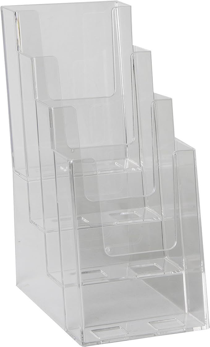 Clear-Ad - LHF-S104 - Acrylic Slant Back 4 Tier Trifold Brochure Display - - Image 3