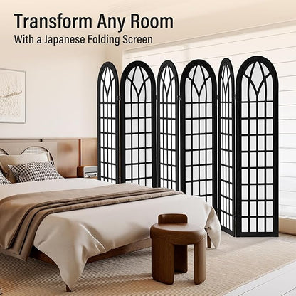 ALeesing Folding Room Divider Privacy Screen Freestanding 6-Panel Shoji Style - Image 7