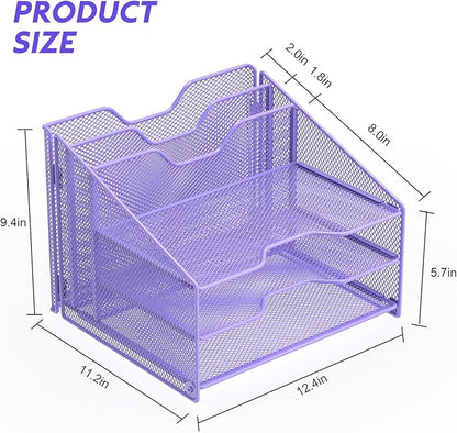 Samstar Purple Desk File Organizer, Mesh Letter File Folder Holder - Image 2