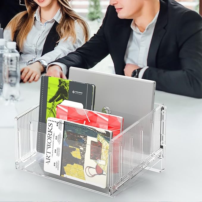 Cuukie File Sorter Organizer, 5 Sections Acrylic Letter Tray - Image 6