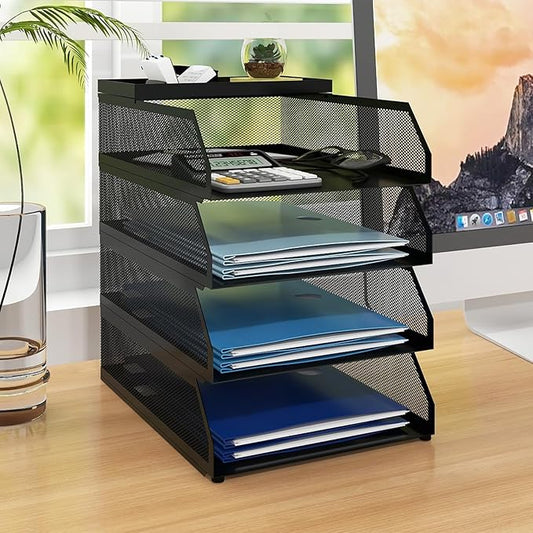 Natwind 4-Tier Desk Organizer, Stackable Paper Tray, Desk Accessories, Metal by Natwind