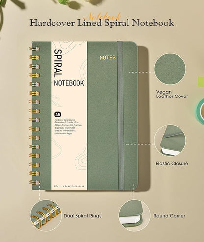 Dotted Spiral Journal Notebook, A5 Hardcover Spiral Journals - Image 2