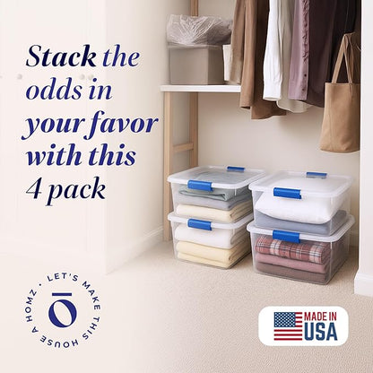 HOMZ 4-Pack 15.5 Quart Latching Lid, and Bathroom Organization - Image 3
