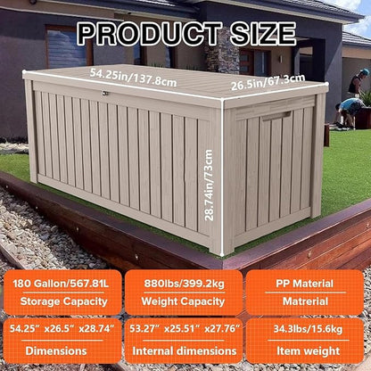 Decksplore 180 Gallon Outdoor Storage Box Waterproof Lockable Resin Deck Box - Image 7