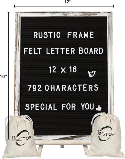 Felt Letter Board with Rustic Vintage Frame and Stand 12x16 inch, Numbers and - Image 8