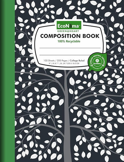 EcoNama Composition Notebooks Pack of 48 College Ruled 200 Pages 9.75"x7.5" by Econama