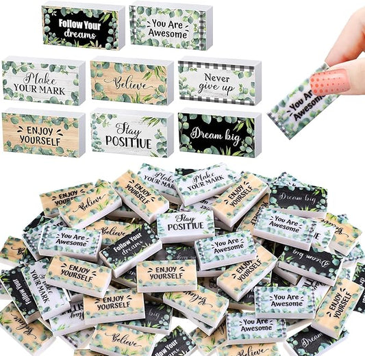 Dunzoom 100 Pcs Inspirational Pencil Erasers Bulk by Dunzoom