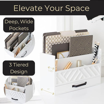 BLU MONACO | White Wooden Mail Organizer - Image 3
