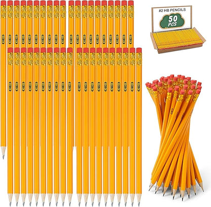 IKAYAS 50 Pack #2 HB Pencils Bulk Yellow Sharpened Pencils by IKAYAS