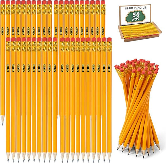 IKAYAS 50 Pack #2 HB Pencils Bulk Yellow Sharpened Pencils by IKAYAS