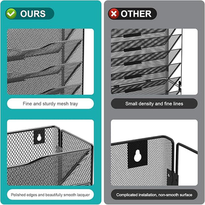 VEESUN 12 Tier Wall File Organizer, Mesh Letter Magazine Mail Wall File Holder - Image 5