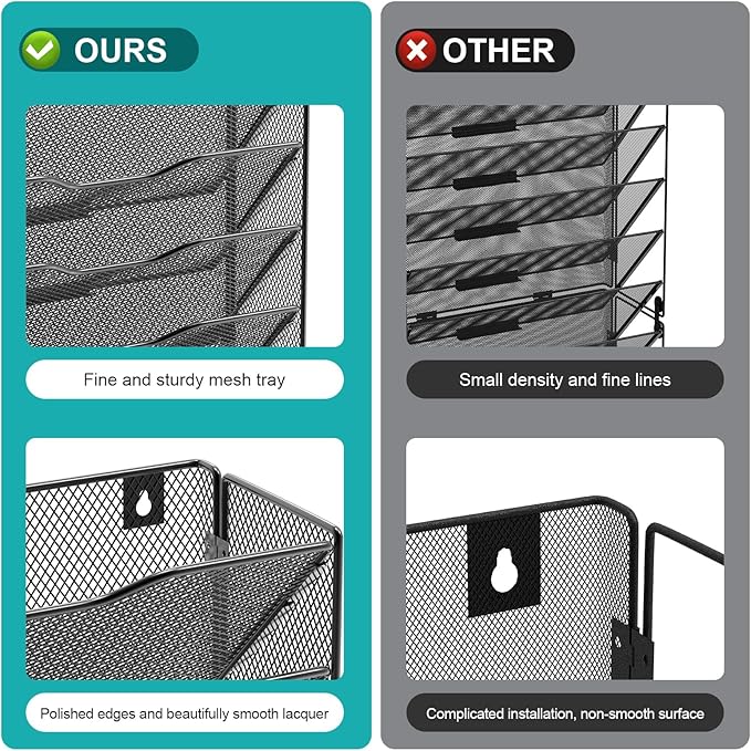 VEESUN 10 Tier Hanging Wall File Organizer, Wall File Holder Organizer Mounted - Image 5
