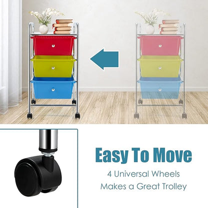 Giantex Rolling Cart with Drawers, Craft Organizer with Wheels, 3 Drawer - Image 7