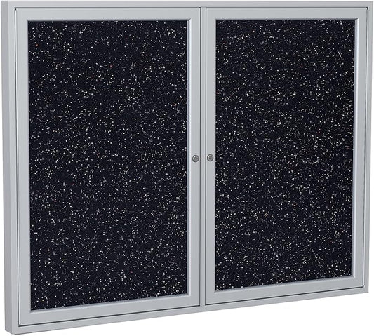 Ghent 48" x 60" 2-Door indoor Enclosed Recycled Rubber Bulletin Board, Shatter by Ghent