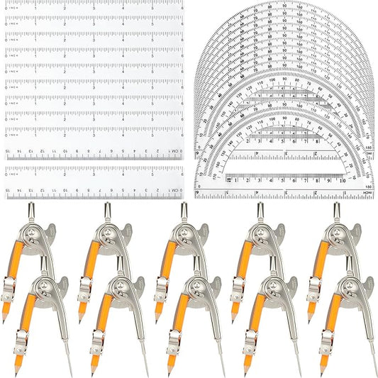 40 Pieces Geometry Math Set Compass by MOTOTO