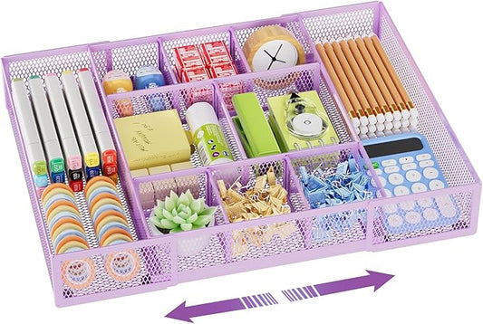Marbrasse Expandable Desk Drawer Organizer, Mesh Drawer Organizer Tray by Marbrasse