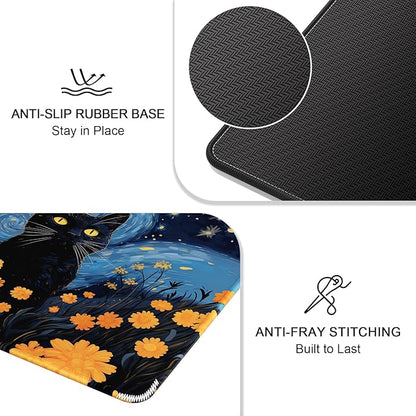 Auhoahsil Mouse Pad, 12 x 10 in Van Gogh Style Cat Theme Computer Mouse Pad - Image 5