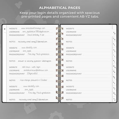 Clever Fox Password Book Spiral – Internet Address & Password Organizer - Image 3