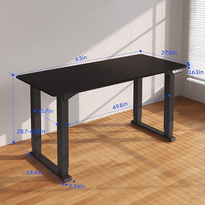 FLEXISPOT 4 Legs Standing Desk 63 x 28 Inch Electric Adjustable Height - Image 3