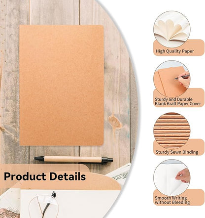 miikoul 24 Pack Blank Kraft Notebooks, 8.3"x5.5" A5 Small Journal Bulk Blank - Image 3