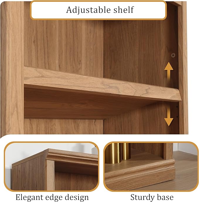 blini 2-Shelf Bookcase Wooden Bookshelves 33in Wide Floor Standing Display - Image 3