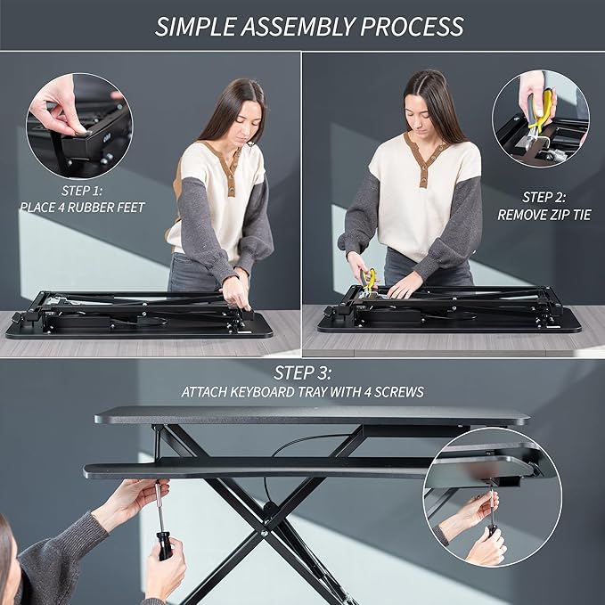 VIVO 26 inch Desk Converter, K Series, Height Adjustable Sit to Stand Riser - Image 8