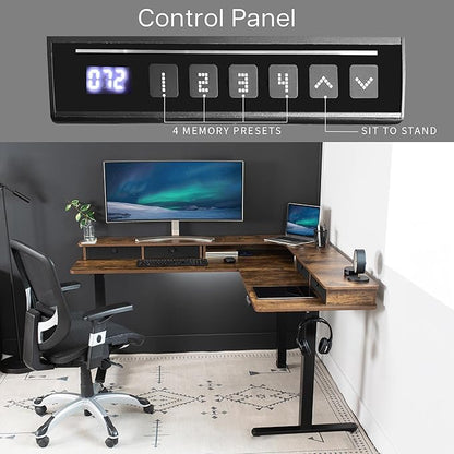 VIVO Electric 2-Tier Corner L-Shaped 63 x 55 inch Standing Desk, Height - Image 5