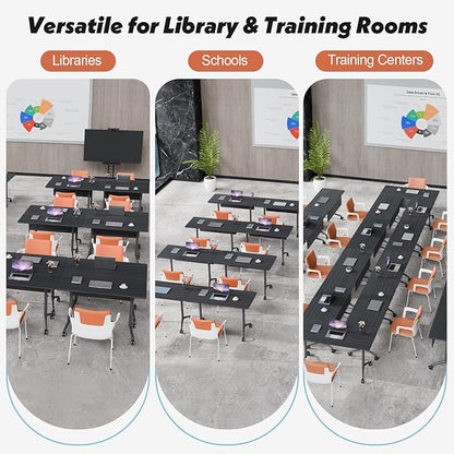 Goakwwuz Conference Room Table, Folding Conference Tables, Thicken Grey Tabletop - Image 5