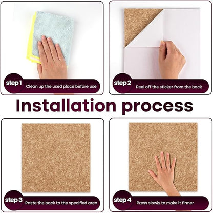 Bouiexye Felt Cork Board Tiles 6 Pack Grey Brown Boards 12"x12" - Image 4