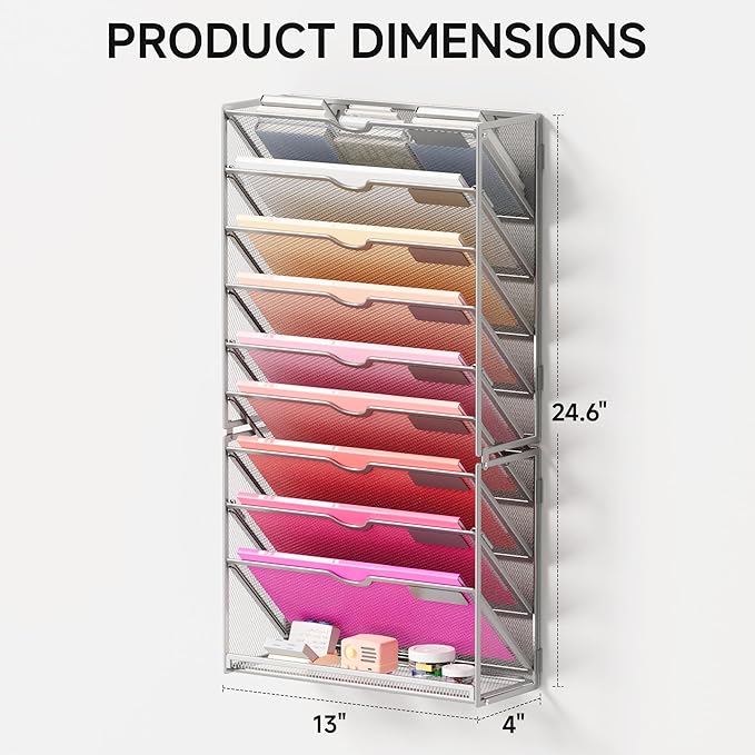 Lavatino 10-Tier Hanging Wall File Folders Organizer - Image 4