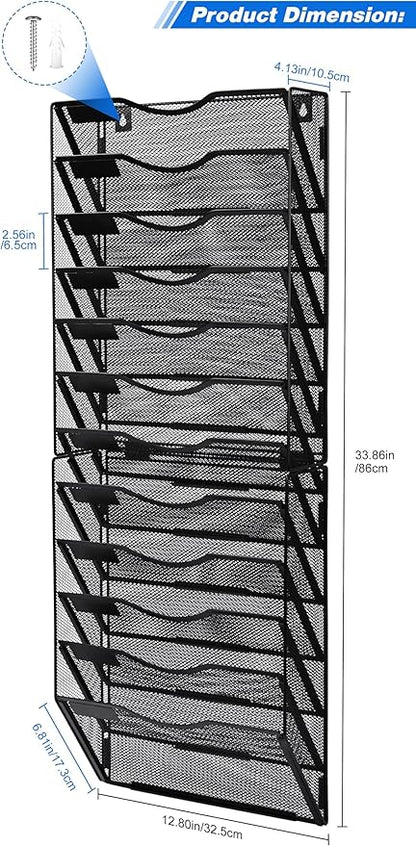 Solinxe Wall File Holder, 12 Pockets Hanging File Folder, Paper Organizer - Image 7