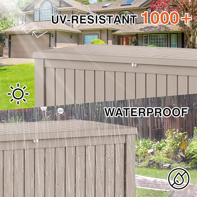 Decksplore 180 Gallon Outdoor Storage Box Waterproof Lockable Resin Deck Box - Image 2