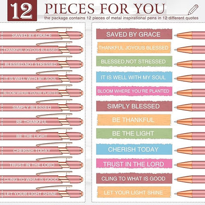Zonon 12 Pcs Inspirational Pens Bulk Funny Ballpoint Pen - Image 3