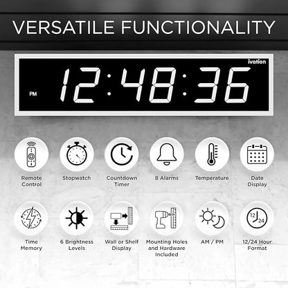 Ivation Huge Oversized 48" Large Digital LED Clock | Big Digital Clock - Image 6