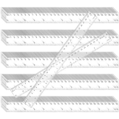 KEILEOHO 200 Pack 12 Inch Clear Plastic Ruler, Bulk Standard/Metric Straight by KEILEOHO