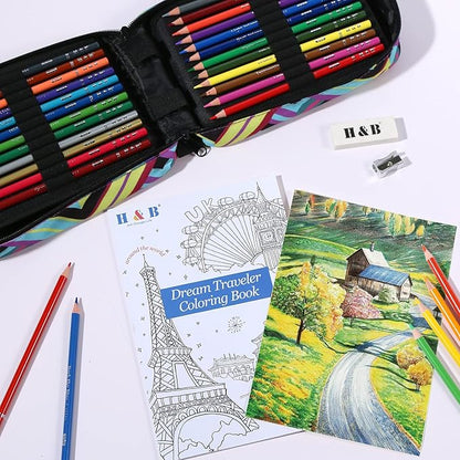 H & B 72 Colored Pencils Set, Art Pencil Kit - Image 2