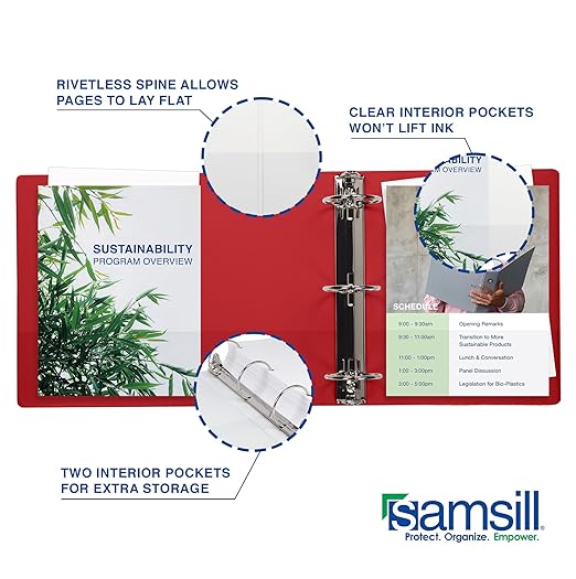 Samsill 0.5 Inch 3 Ring Binder, Made in USA, Economy Round Ring, 100 Sheet - Image 6