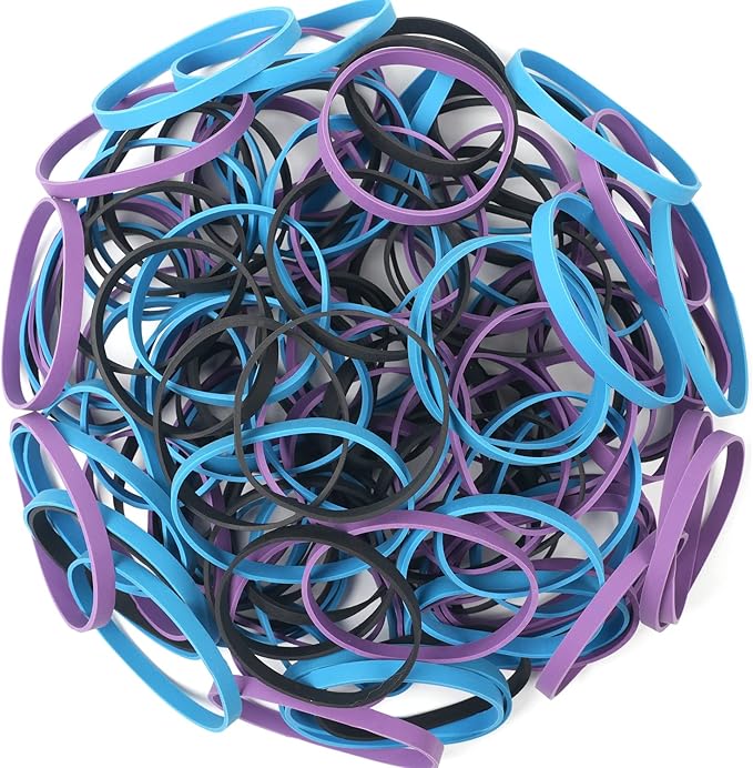 AMUU Rubber Bands Size #64 227g/0.5 lb Purple Blue Black Rubber Bands - Image 6