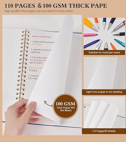 Graph Paper Notebook, Spiral Notebook Journal 8.5” x 11”, A4 Large Grid - Image 4