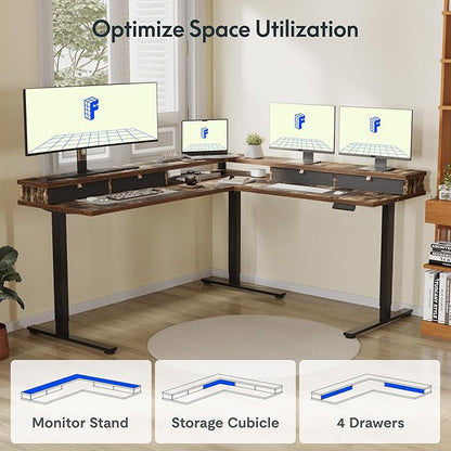 FLEXISPOT 63" L Shaped Standing Desk Electric Corner Table - Image 4