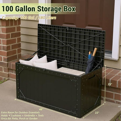 PATIOEASY Outdoor Storage Box 100GAL Waterproof Resin Deck Box, UV-Resistant - Image 8
