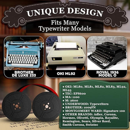 4 Pcs Universal Typewriter Ribbon Pack – Black and Red Typewriter Ribbon – 0.2 - Image 7