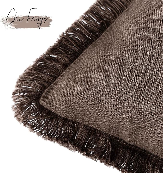 Foindtower Set of 2 Decorative Linen Fringe Lumbar Throw Pillow Covers - Image 3